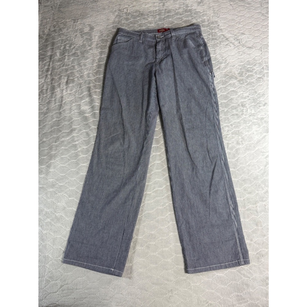 Dickies Railroad Pinstripe Carpenter Pants Y2K Skater Streetwear 7/28 Fit 30x31
